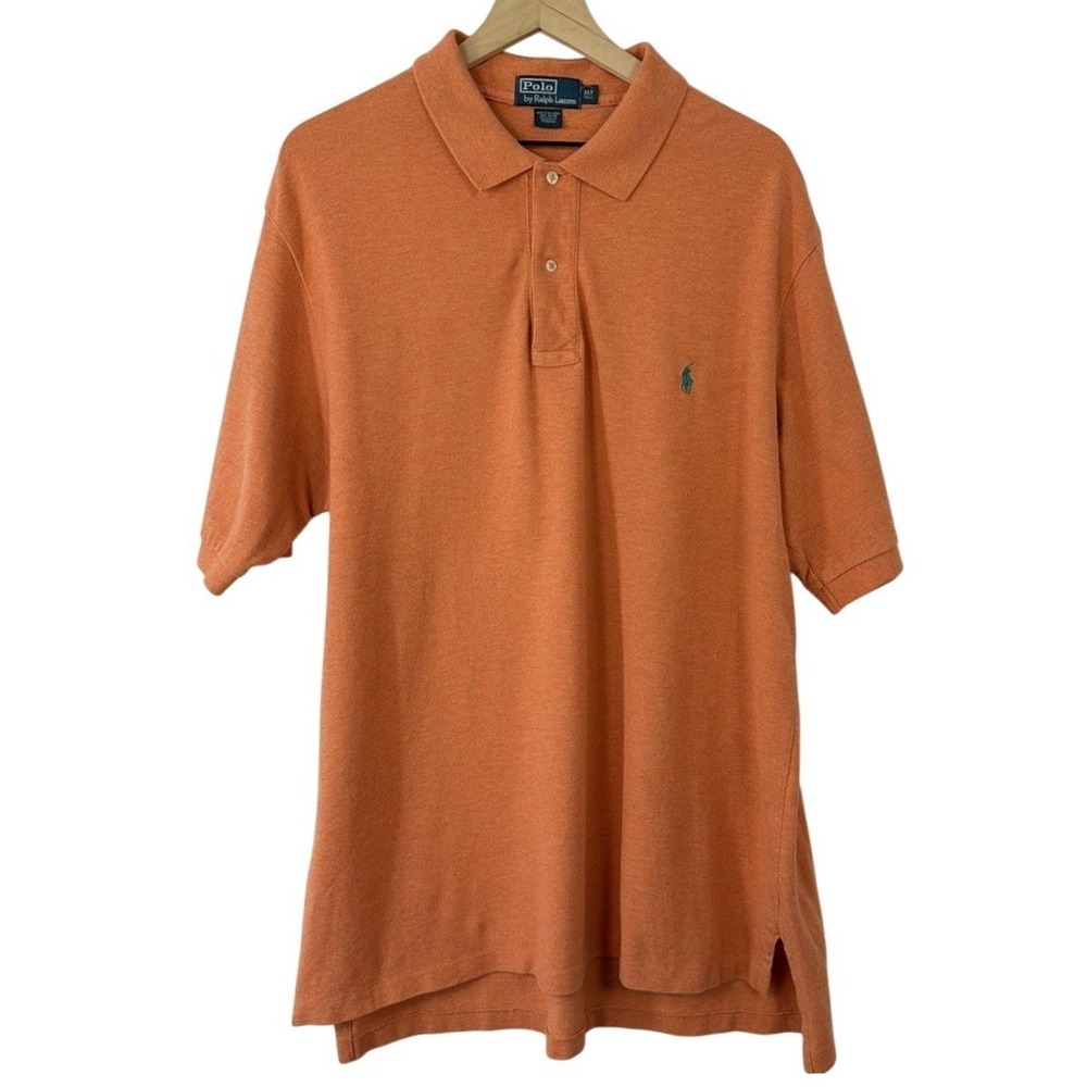 Polo Ralph Lauren Mens XLT Tall Orange‎ Short Sleeve Pique Cotton Polo Shirt